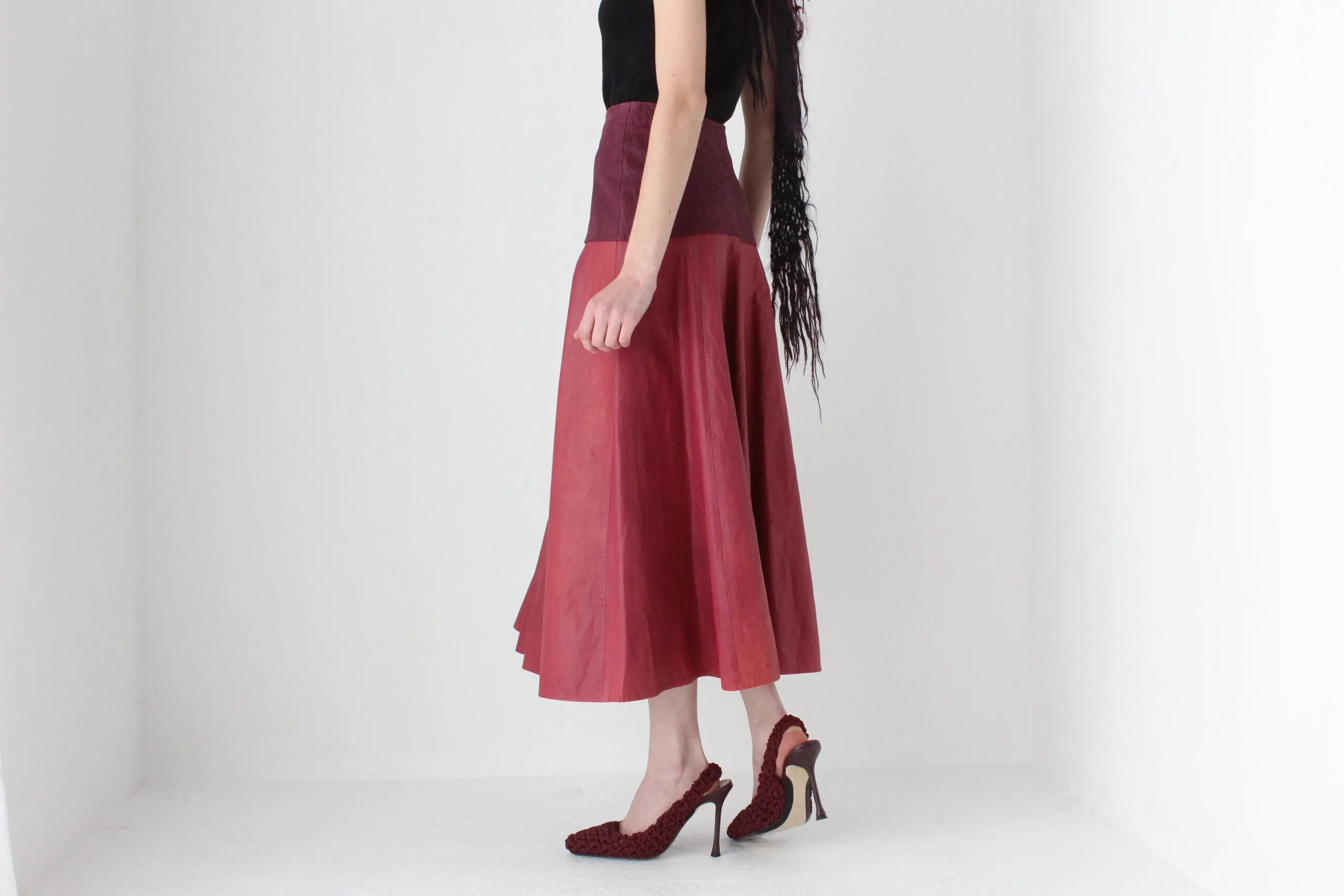 80s Leather Medieval Vibe Lace Up Corset Skirt