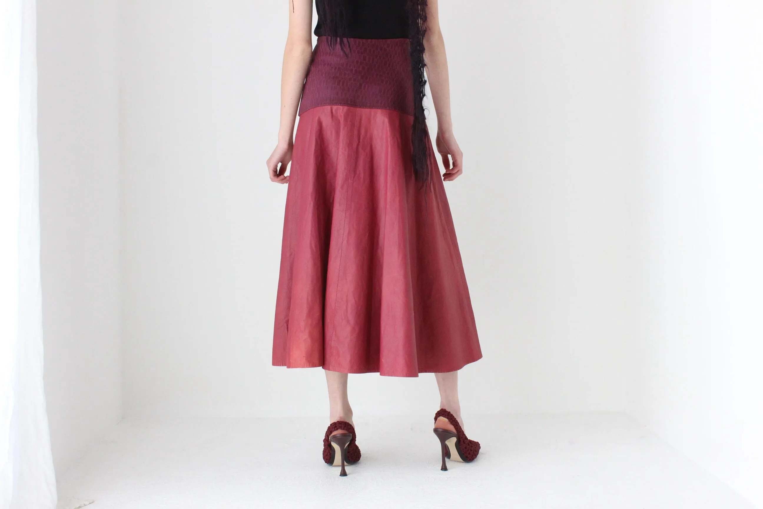 80s Leather Medieval Vibe Lace Up Corset Skirt
