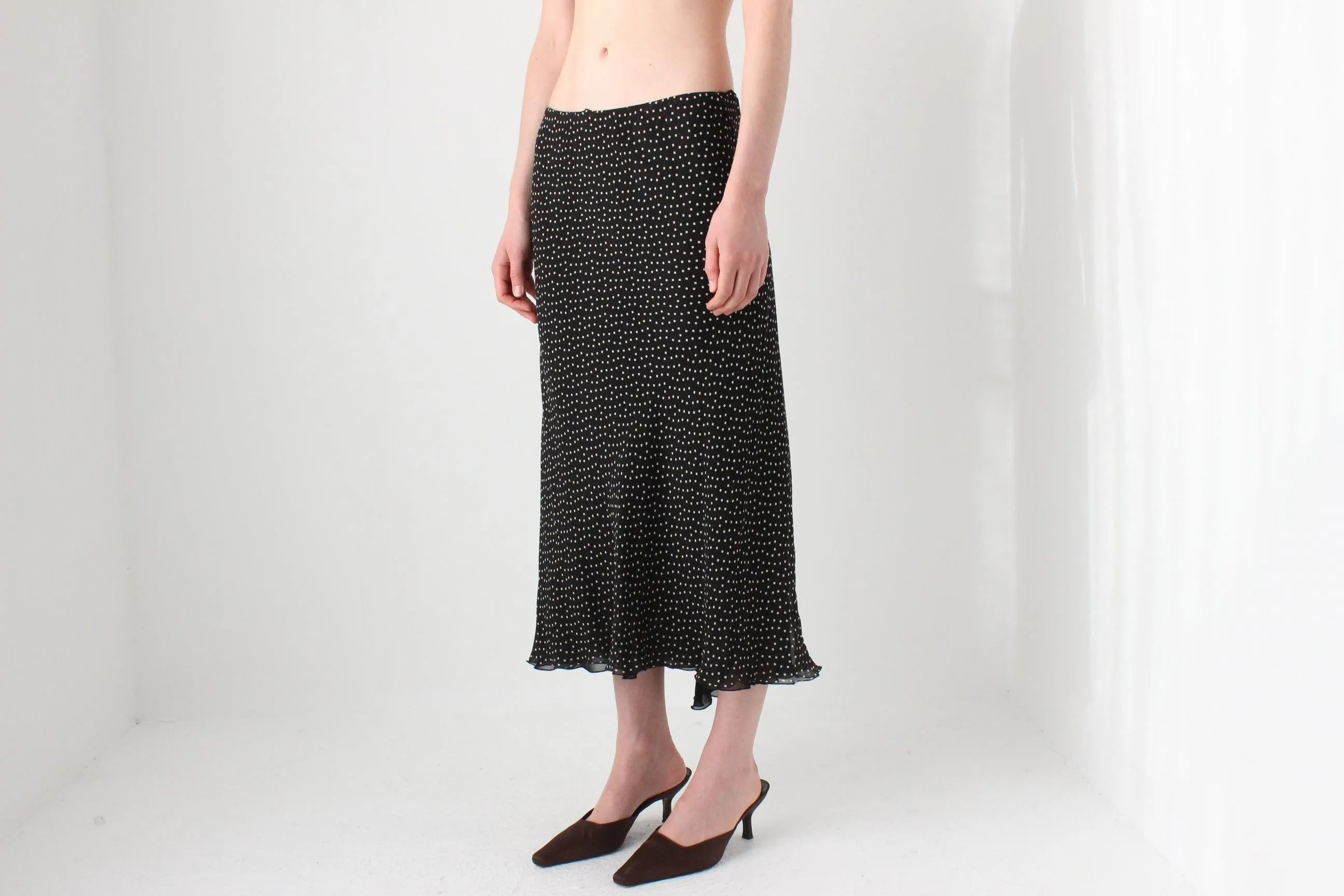 90s Pure Silk Bias Cut Skirt