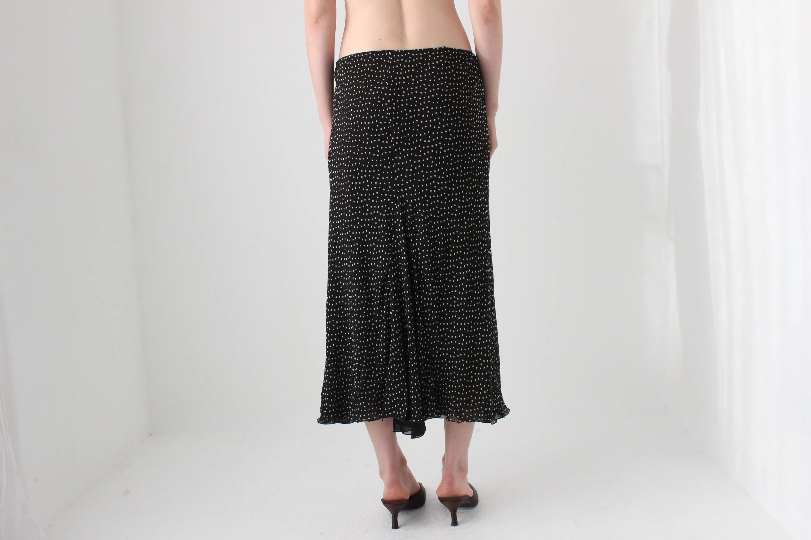 90s Pure Silk Bias Cut Skirt