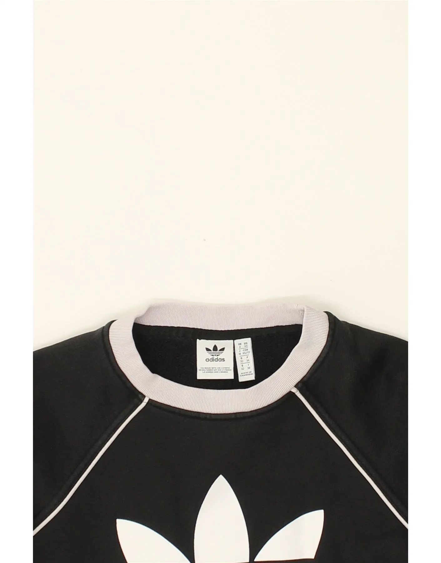 ADIDAS Womens Crop Graphic Sweatshirt Jumper UK 6 XS Black Cotton