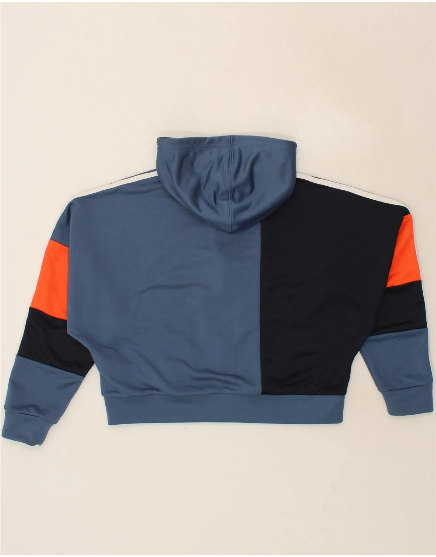 ADIDAS Womens Crop Oversized Zip Hoodie Sweater UK 8/10 Small Blue