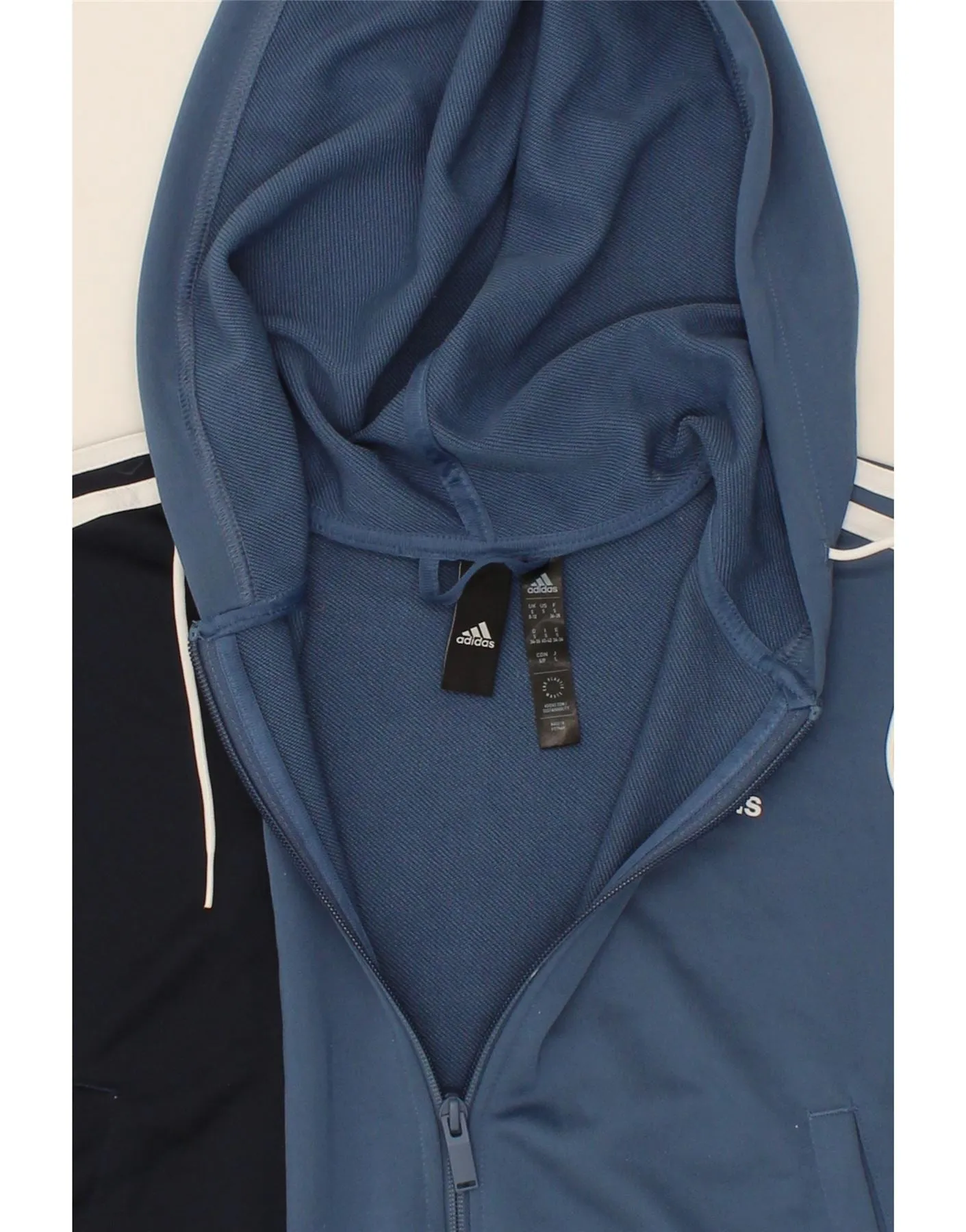 ADIDAS Womens Crop Oversized Zip Hoodie Sweater UK 8/10 Small Blue