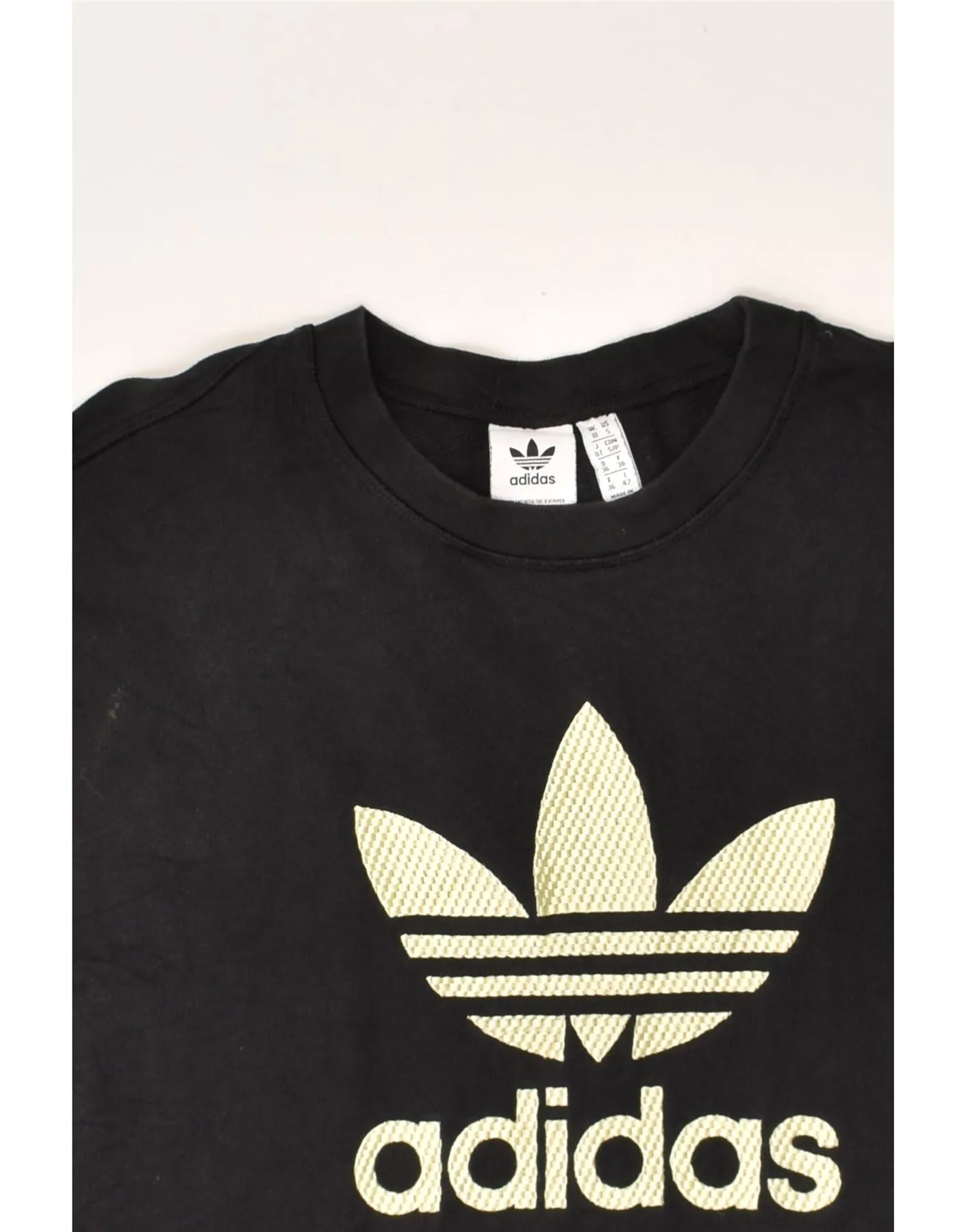 ADIDAS Womens Oversized Crop Sweatshirt Jumper UK 10 Small Black Cotton