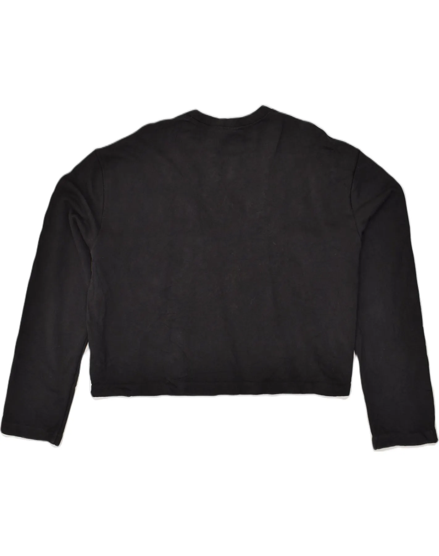 ADIDAS Womens Oversized Crop Sweatshirt Jumper UK 10 Small Black Cotton