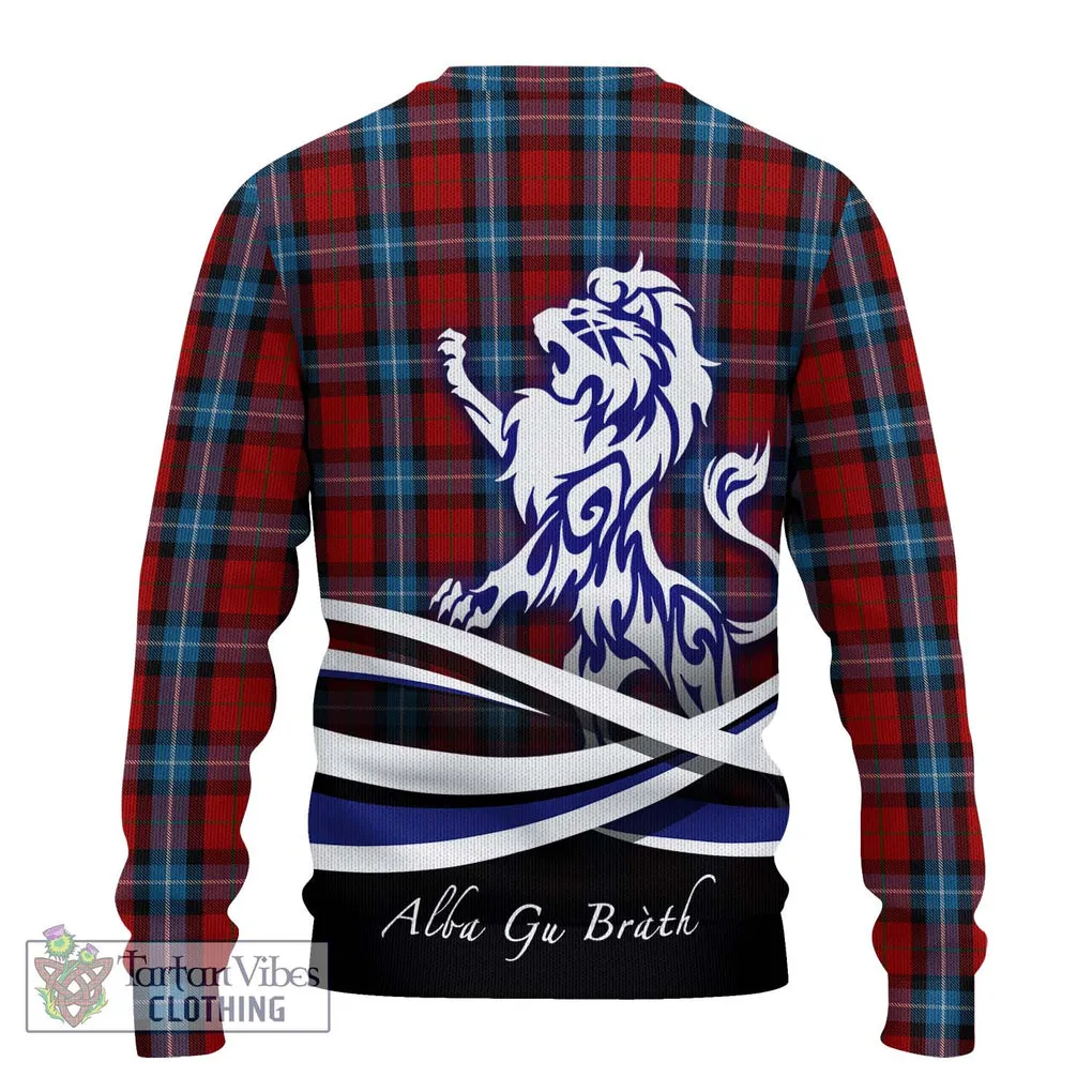 Baillie of Polkemmet Red Tartan Ugly Sweater with Alba Gu Brath Regal Lion Emblem