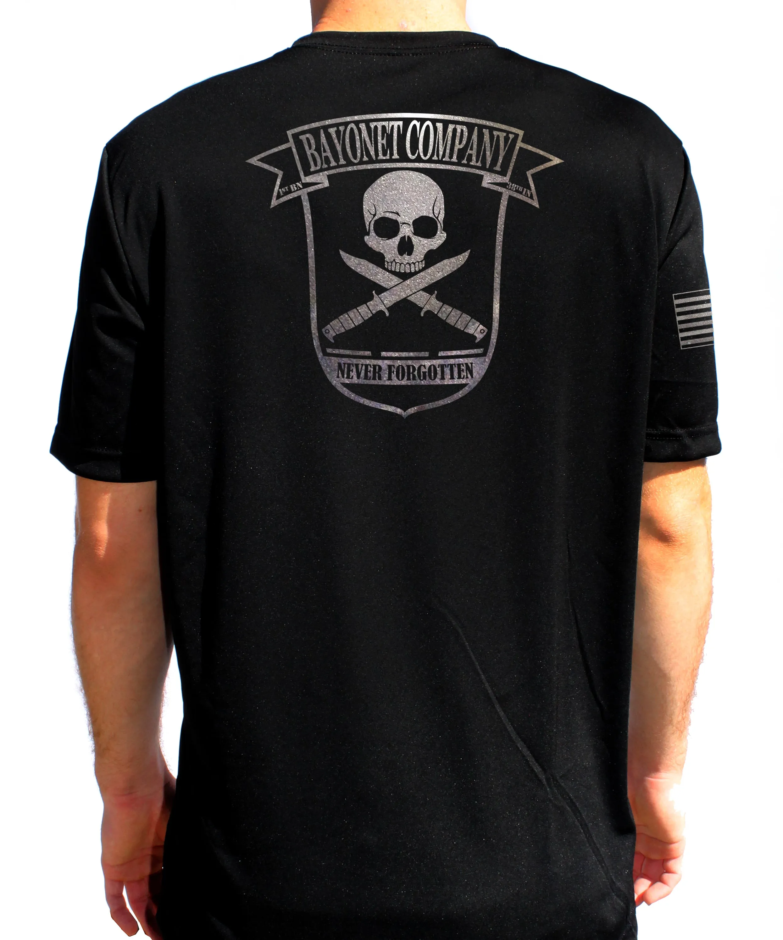 Bayonet Co Athletic Black on Black T-Shirt. This shirt IS approved for PT