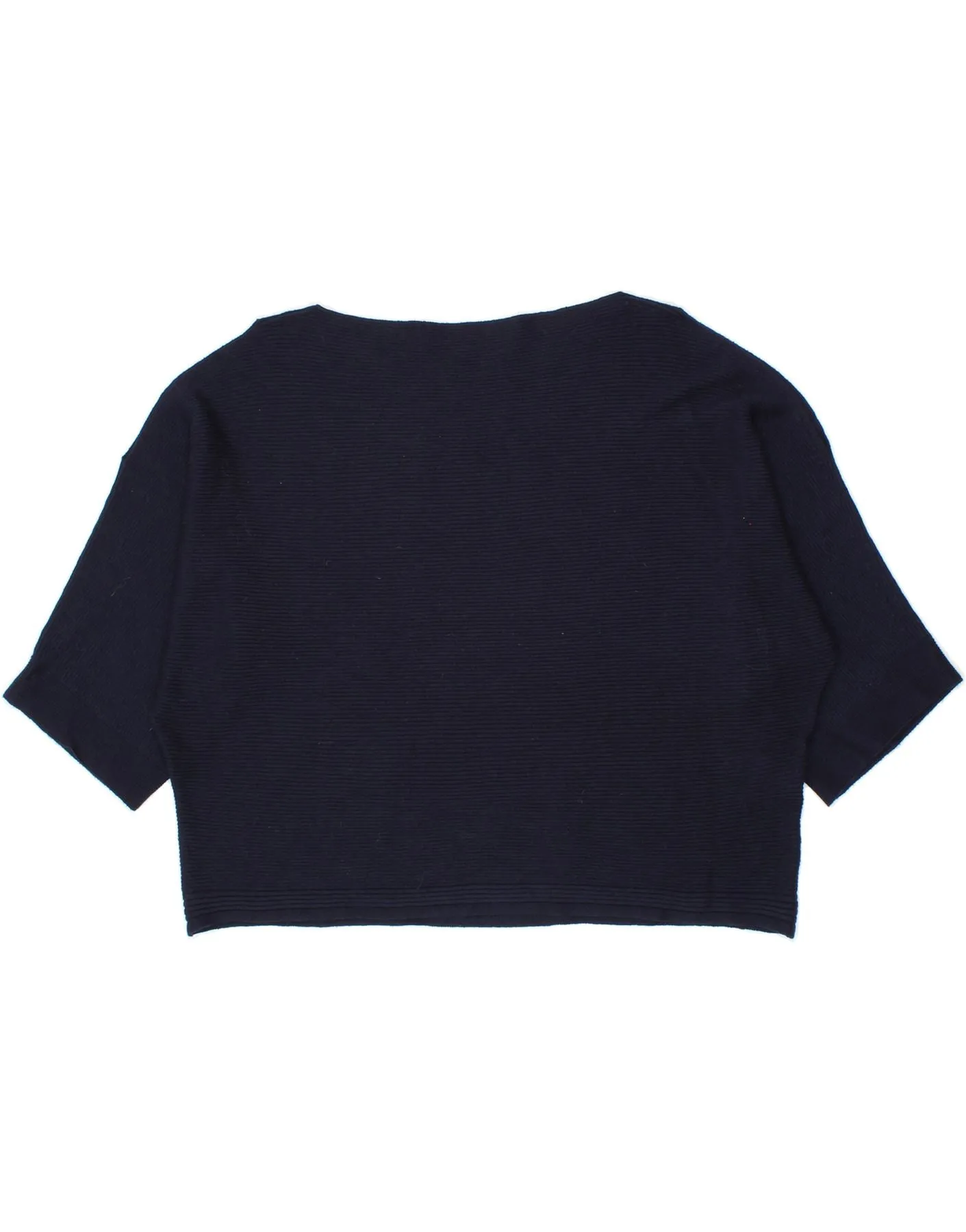 BENETTON Womens Oversized Crop Boat Neck Jumper Sweater UK 18 XL Navy Blue