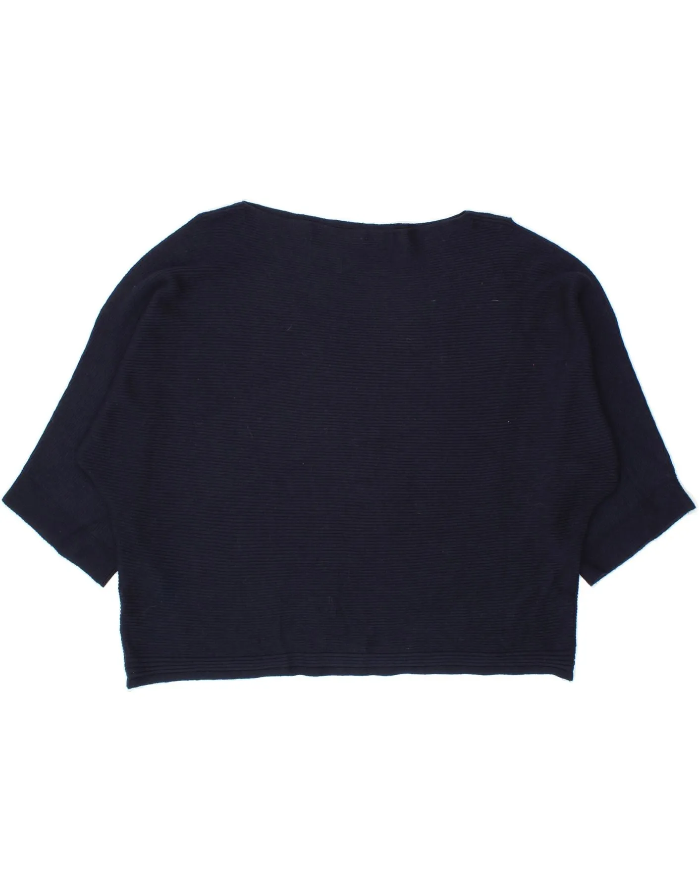 BENETTON Womens Oversized Crop Boat Neck Jumper Sweater UK 18 XL Navy Blue