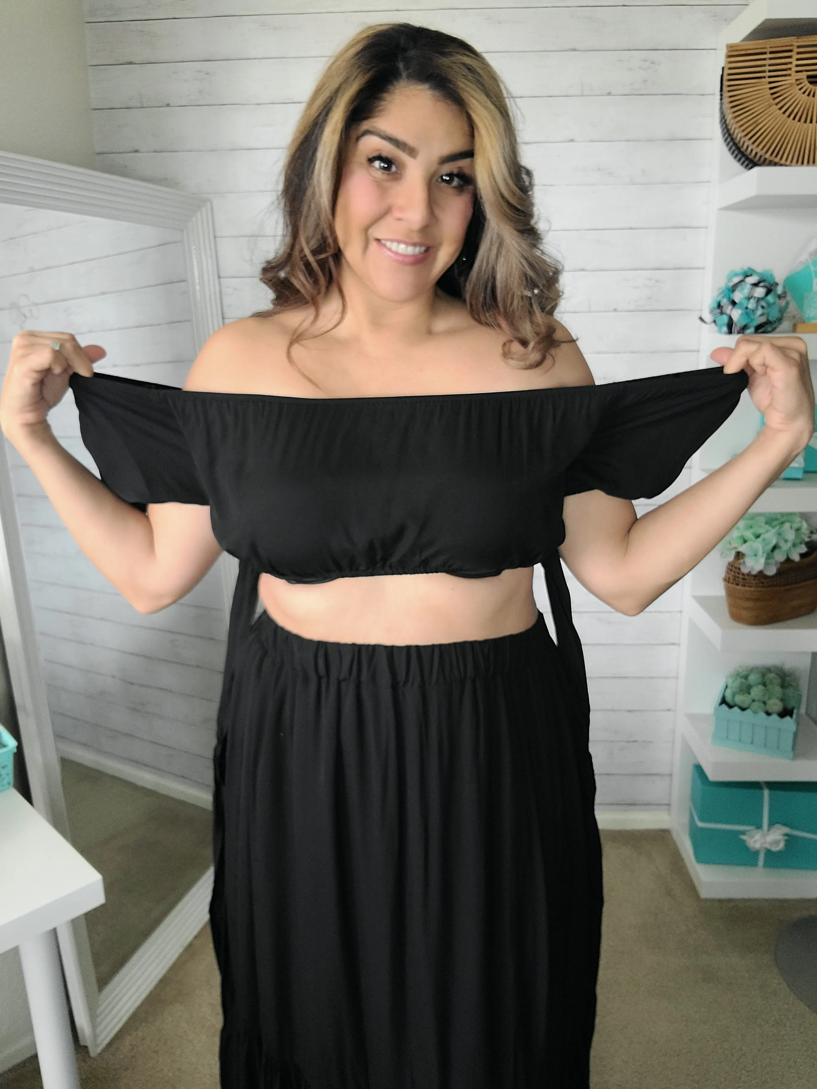 Black Top & Skirt Set