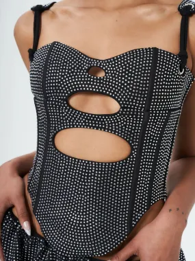 DARK DESIRES CORSET - CHROME BLACK