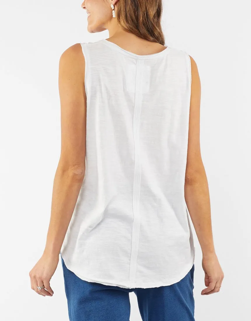 Helena Sleeveless Henley - White