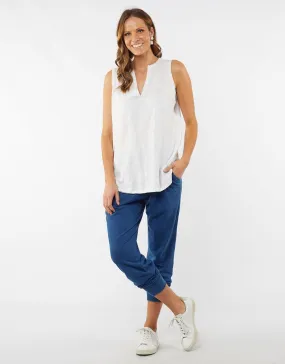 Helena Sleeveless Henley - White