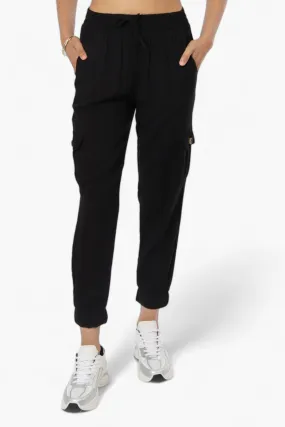 International INC Company Tie Waist Cargo Pocket Jogger Pants - Black
