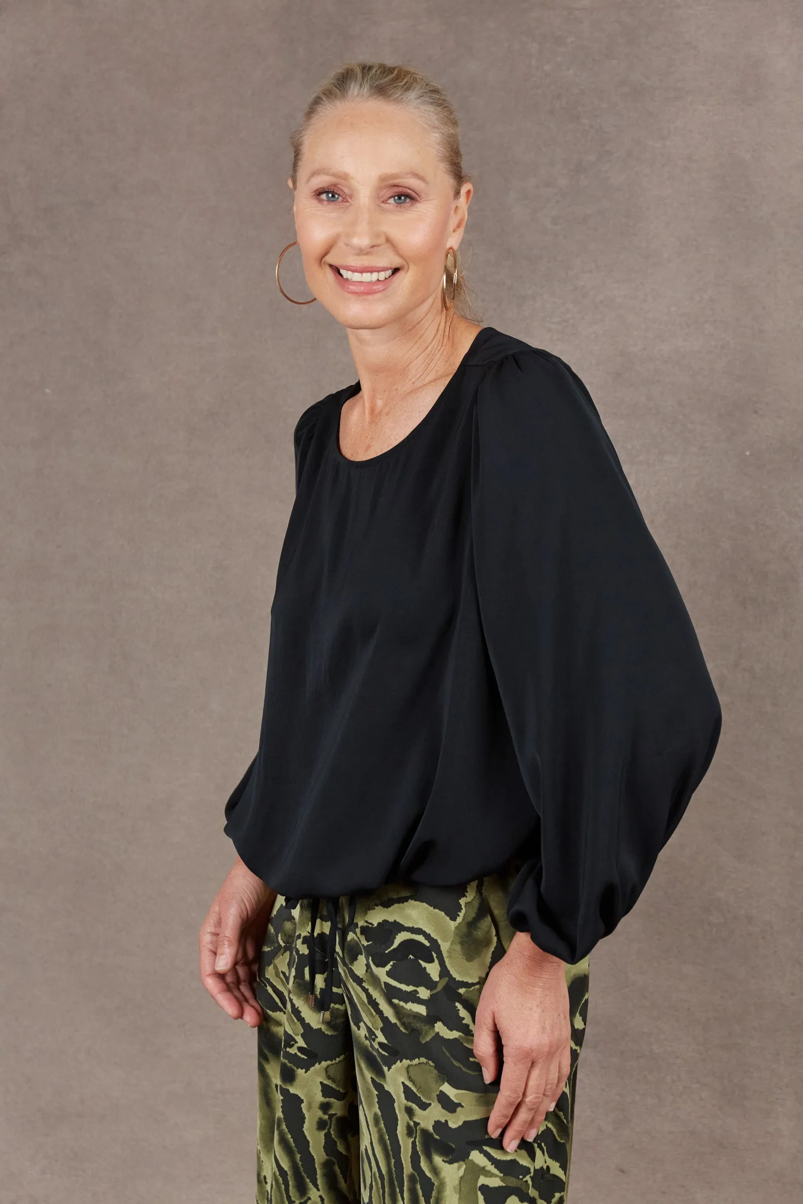 Mayan Drawstring Top - Ebony