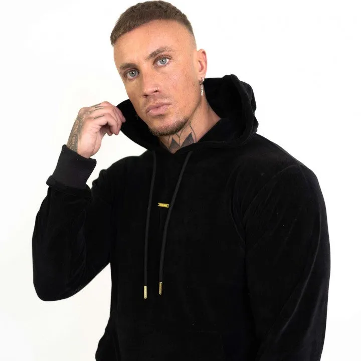 Men's Black Velour Tracksuit Set