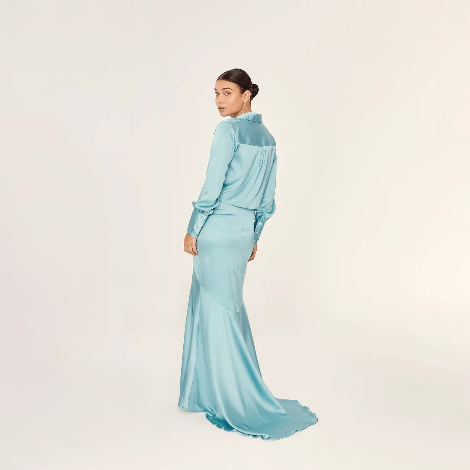 MERMAID SKIRT SILK ELASTANE TURQUOISE 523