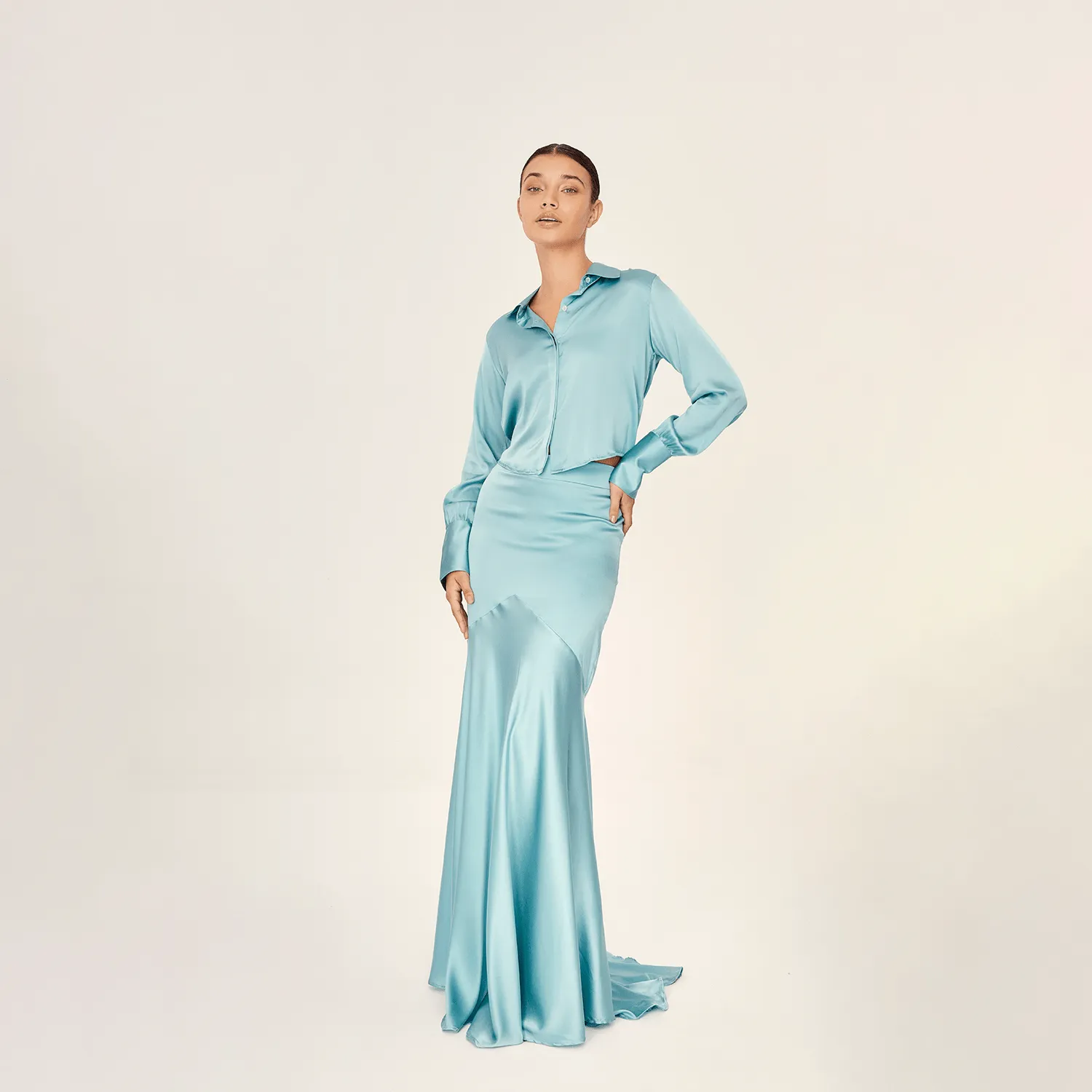 MERMAID SKIRT SILK ELASTANE TURQUOISE 523