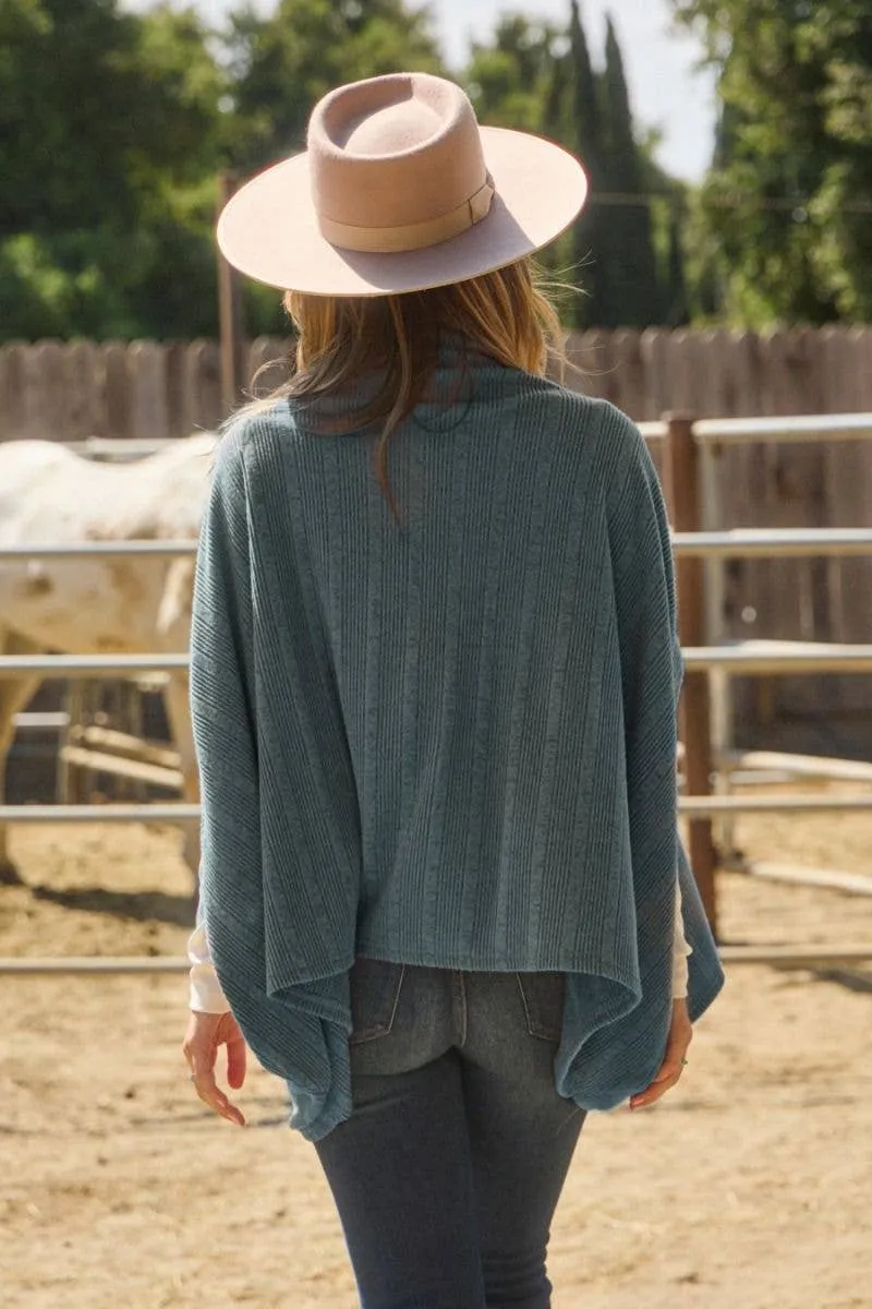 Plus Melanged Soft Knit Batwing Cape Top
