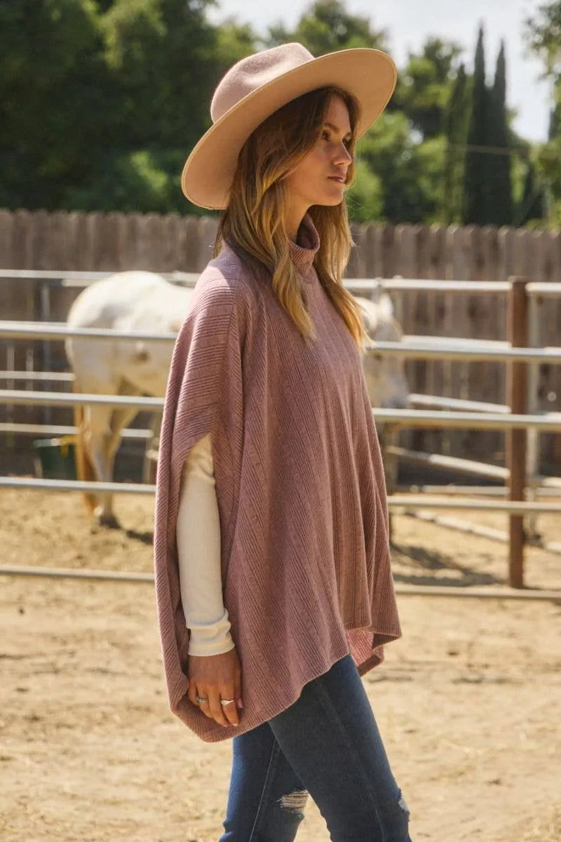 Plus Melanged Soft Knit Batwing Cape Top