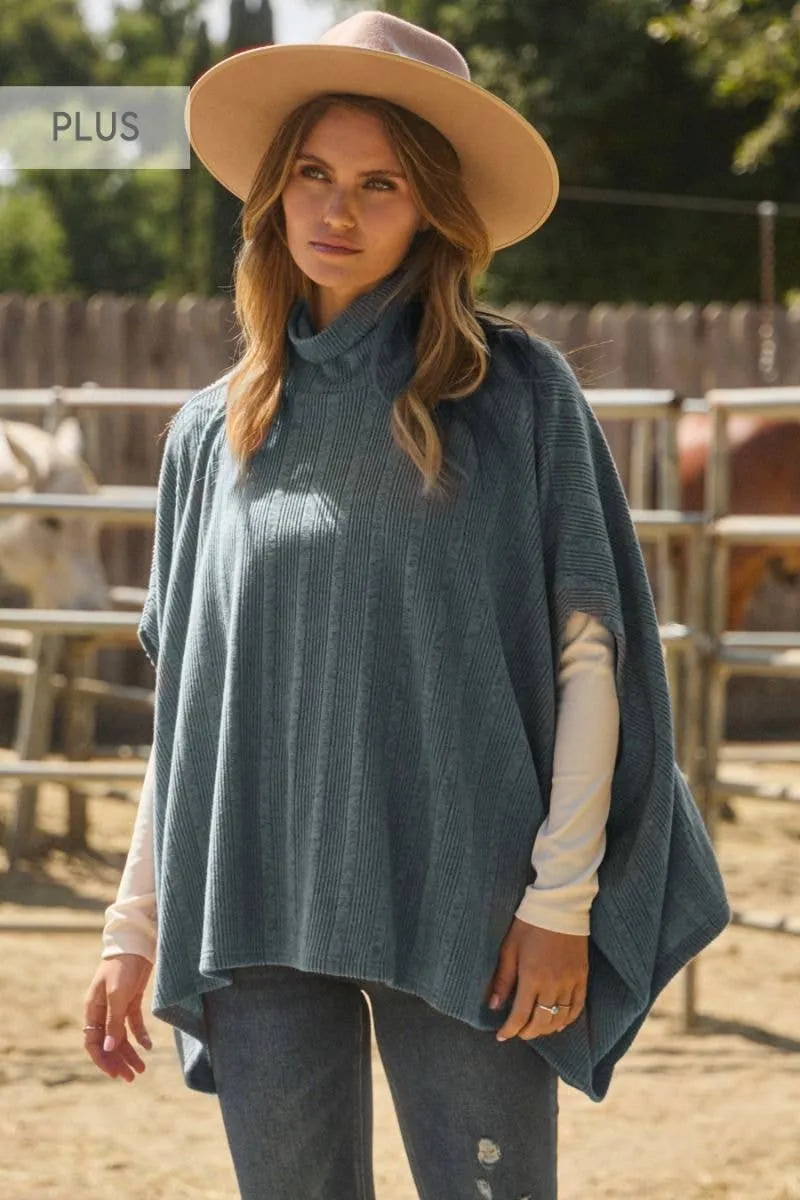 Plus Melanged Soft Knit Batwing Cape Top
