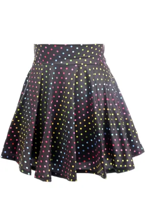 Rainbow Polka Dots Print Stretch Lycra Skirt by Daisy Corsets in Size XS, S, M, L, XL, 2X, 3X, 4X, 5X, or 6X