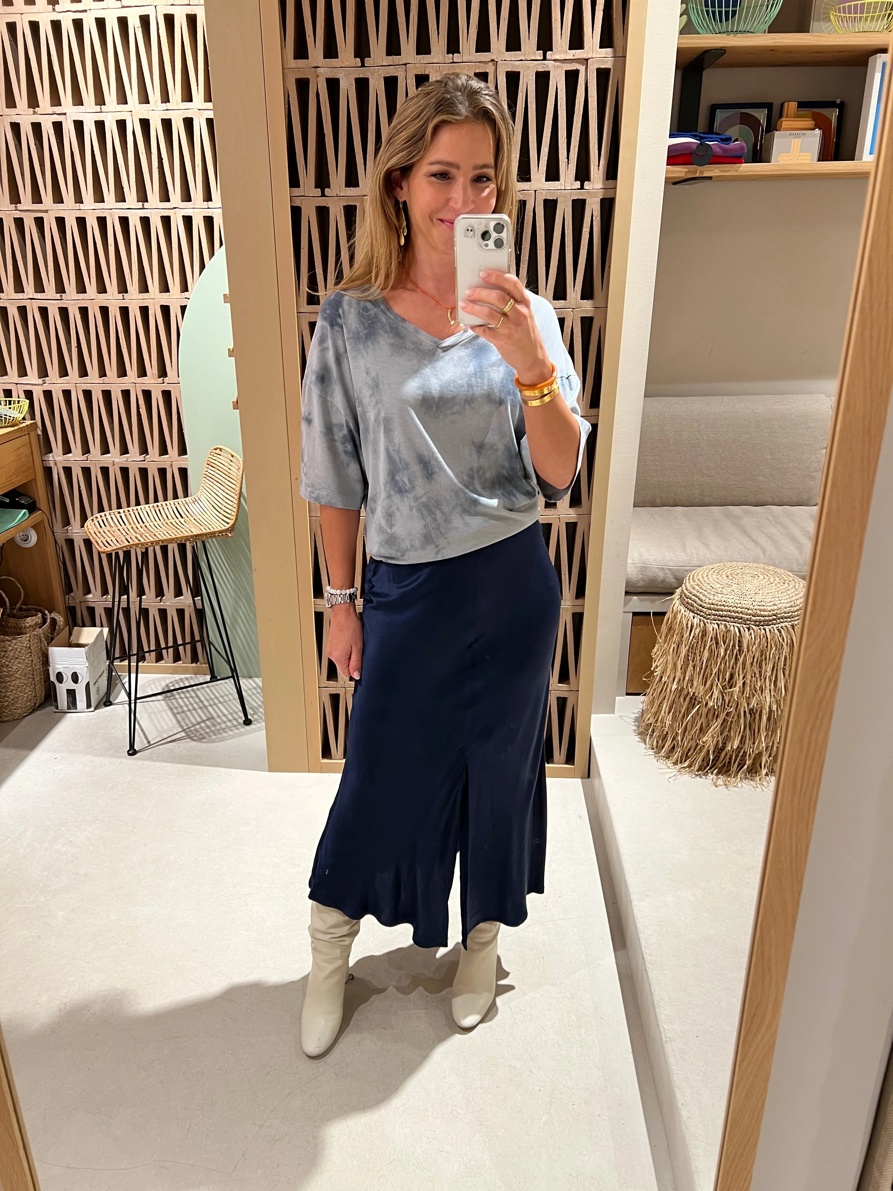 SATIN SKIRT "VIOLA" DARK BLUE
