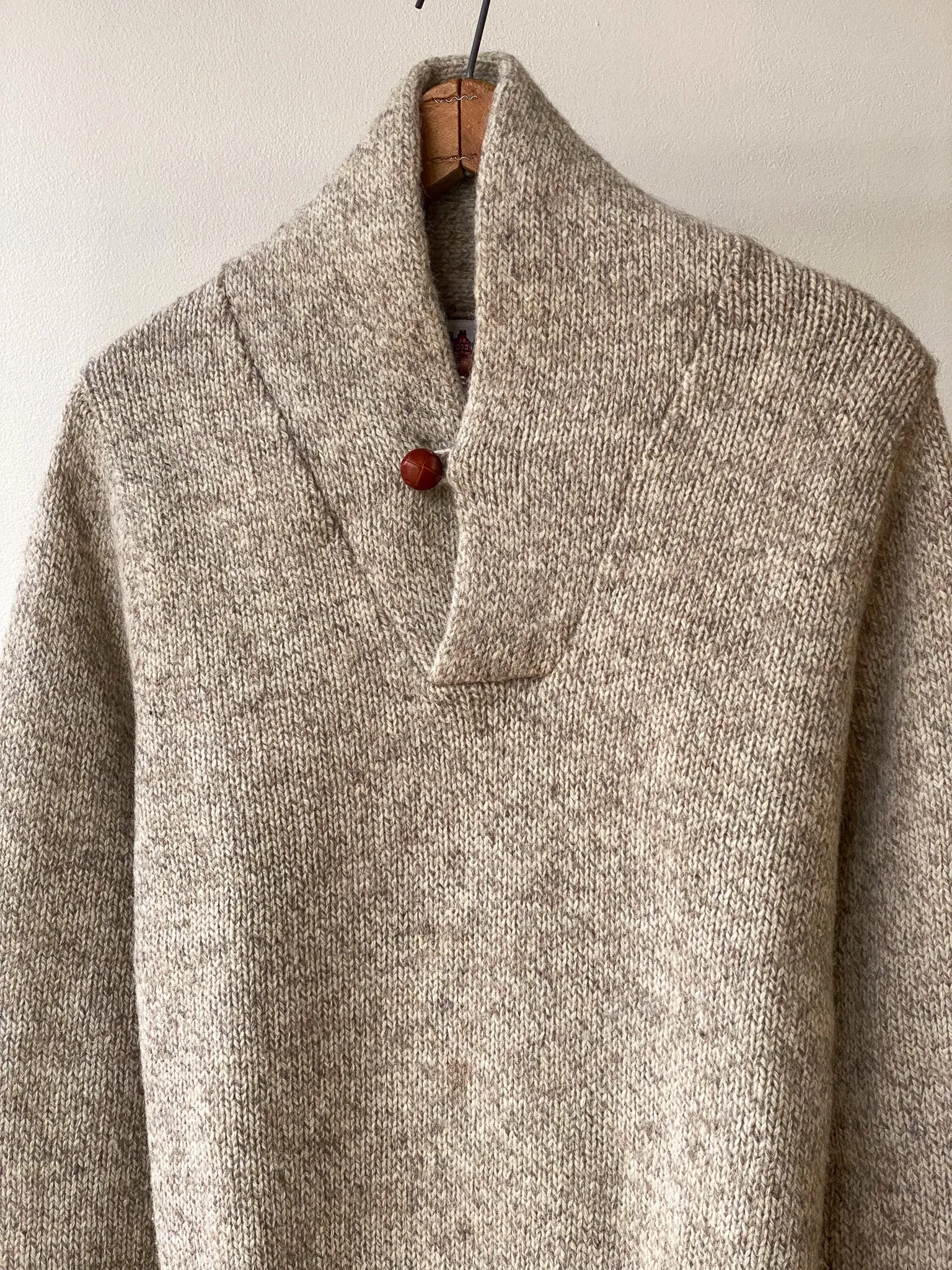 Single Button Wool Shawl Sweater—[S]