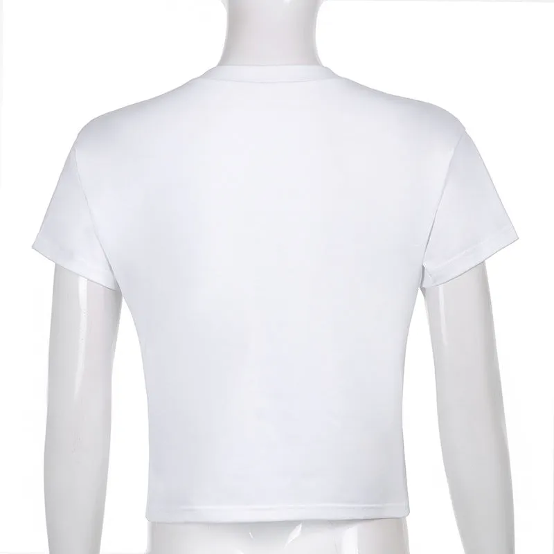Skeleton chest bone print hit color Tee 2022 summer streetwear trendsetter crop top casual T-shirt top