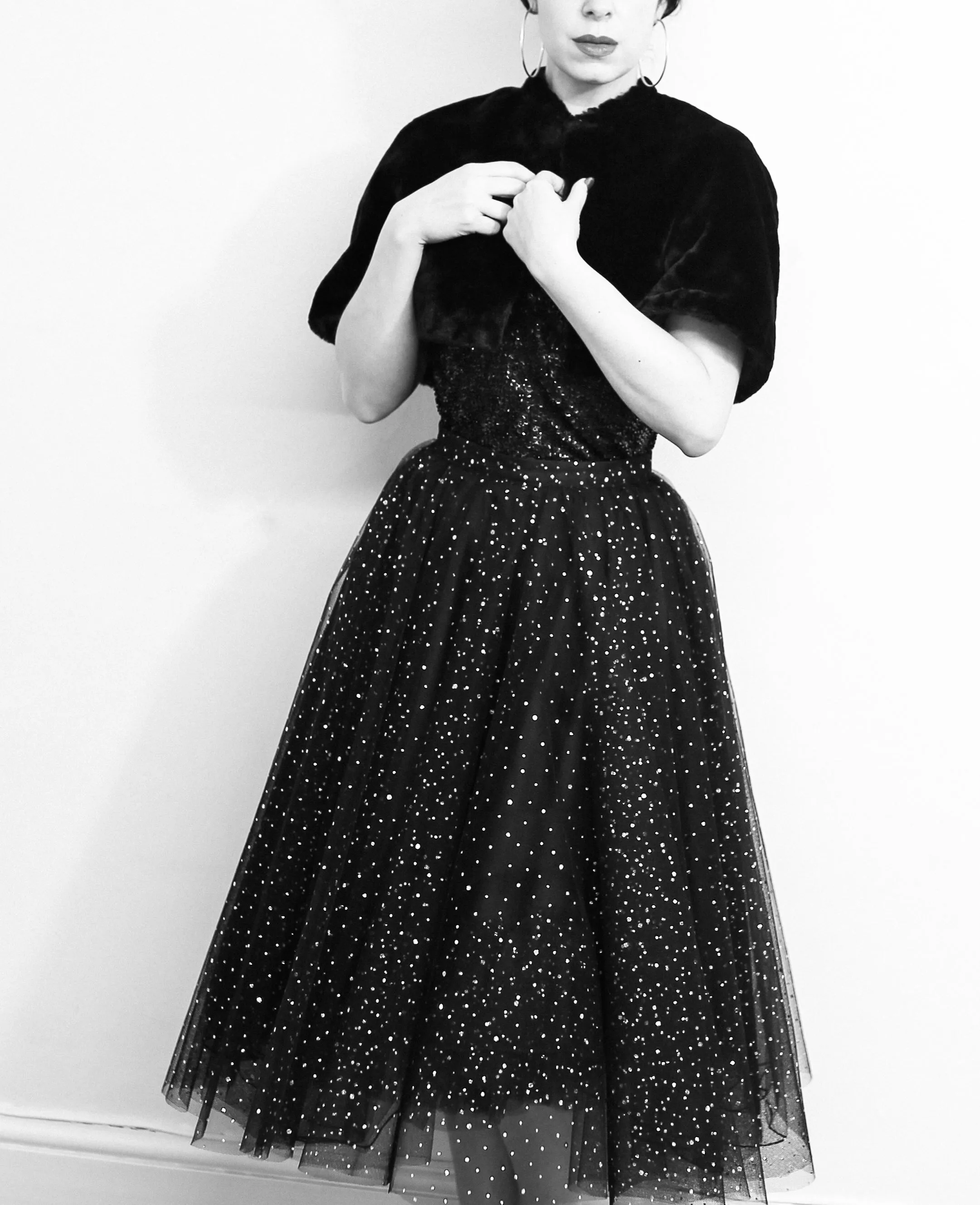 Vintage 1920s Black Thick Velvet Cropped Cape