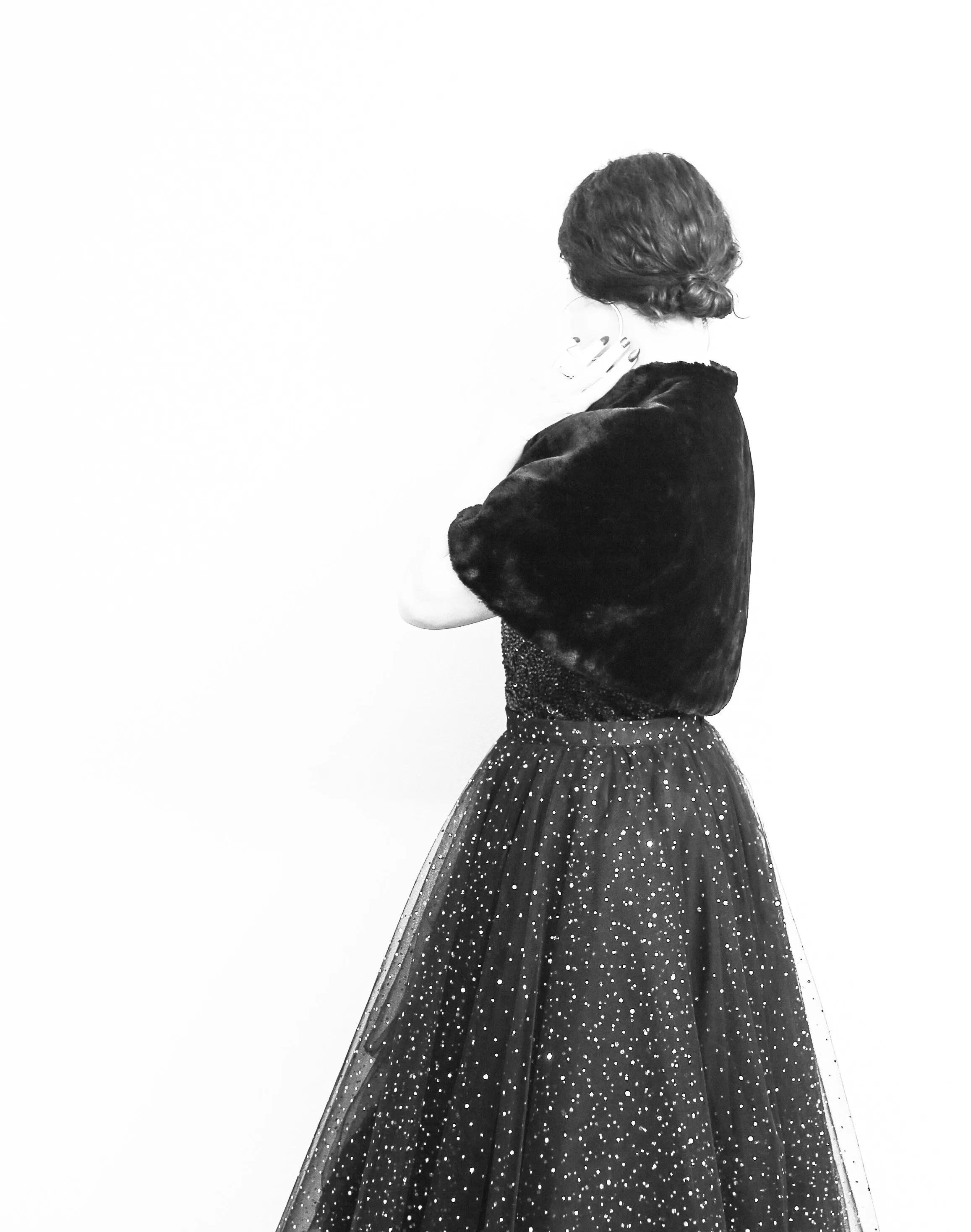 Vintage 1920s Black Thick Velvet Cropped Cape