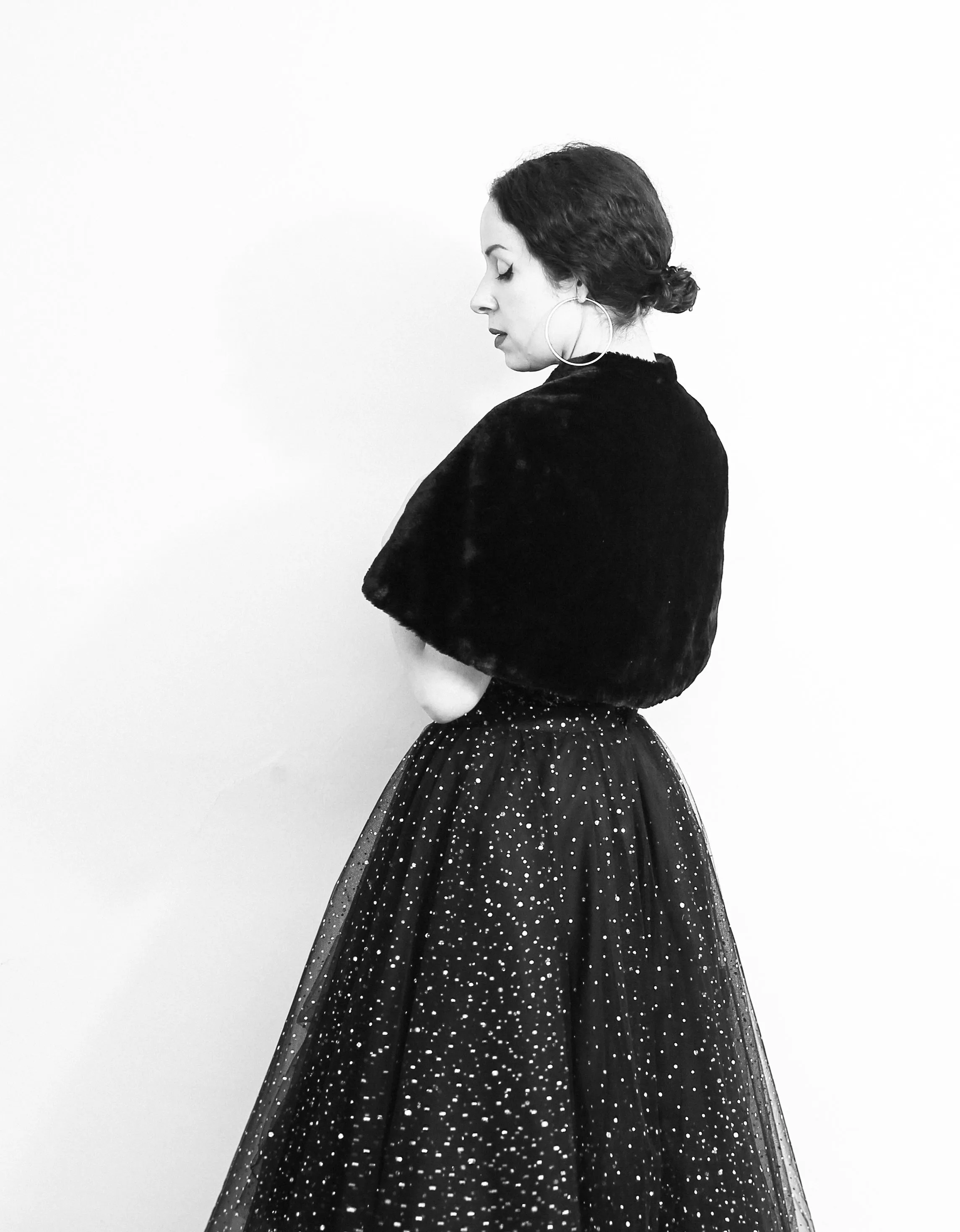 Vintage 1920s Black Thick Velvet Cropped Cape