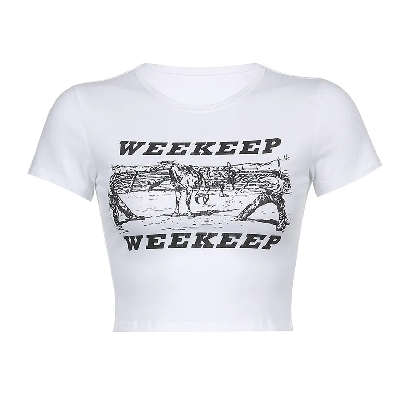 WEEKEEP letter print cami vest crop top tee women streetwear