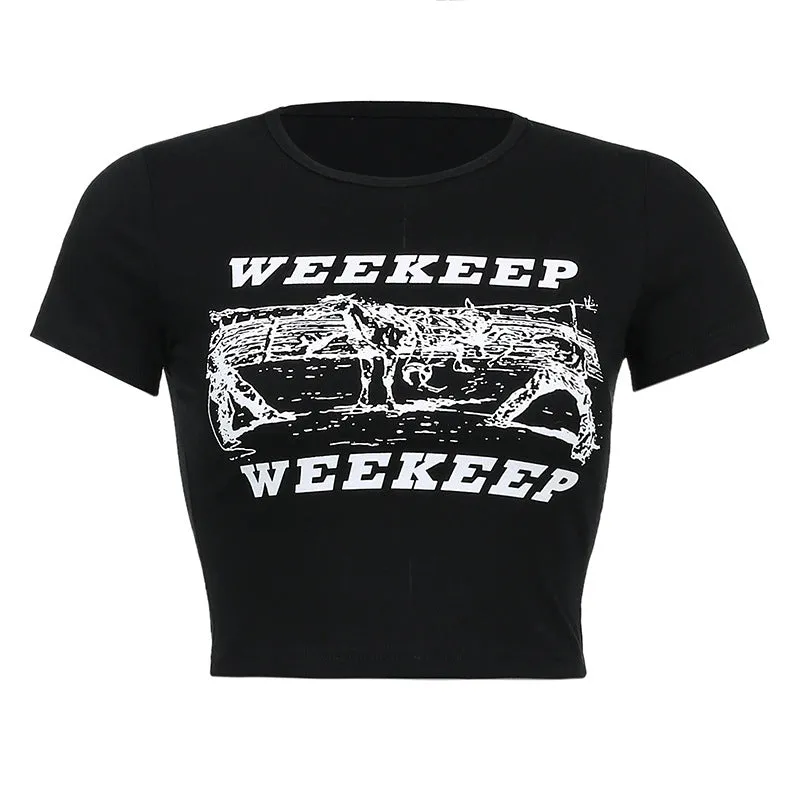 WEEKEEP letter print cami vest crop top tee women streetwear