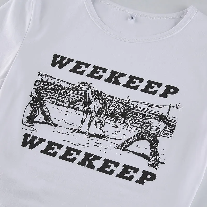 WEEKEEP letter print cami vest crop top tee women streetwear