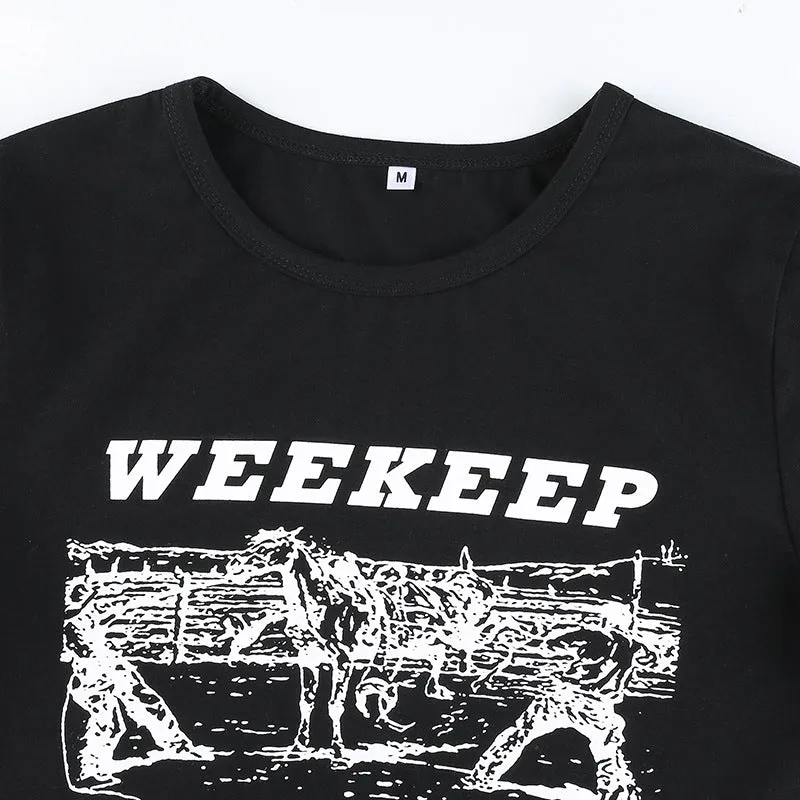 WEEKEEP letter print cami vest crop top tee women streetwear