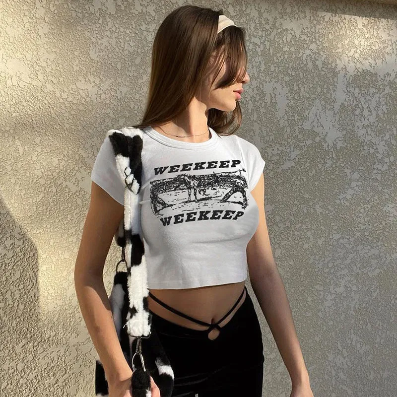 WEEKEEP letter print cami vest crop top tee women streetwear
