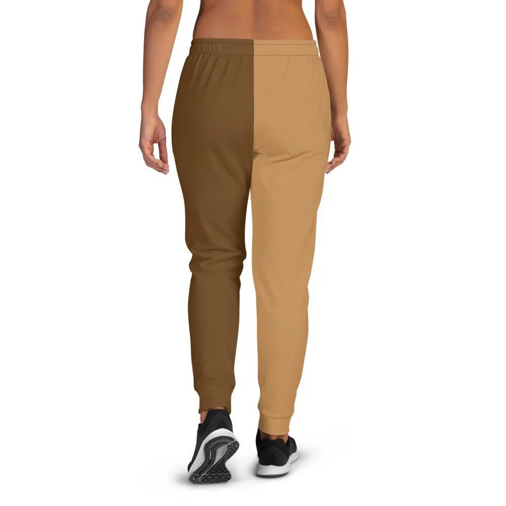 Women's Joggers, Brown Two-Tone Style